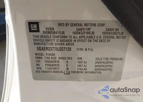 2008 Buick Enclave Cxl from USA, damaged, VIN 5GAER23778J257129
